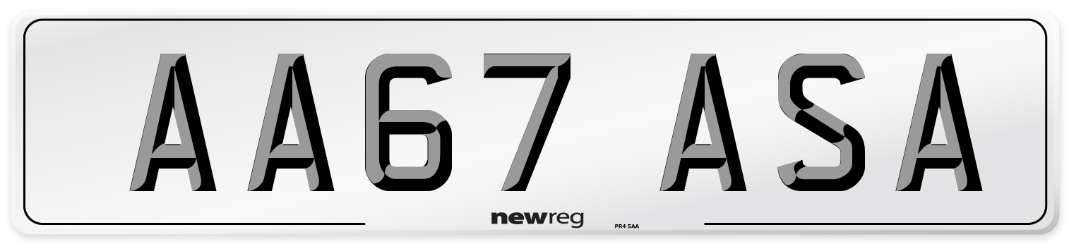 AA67 ASA Number Plate from New Reg